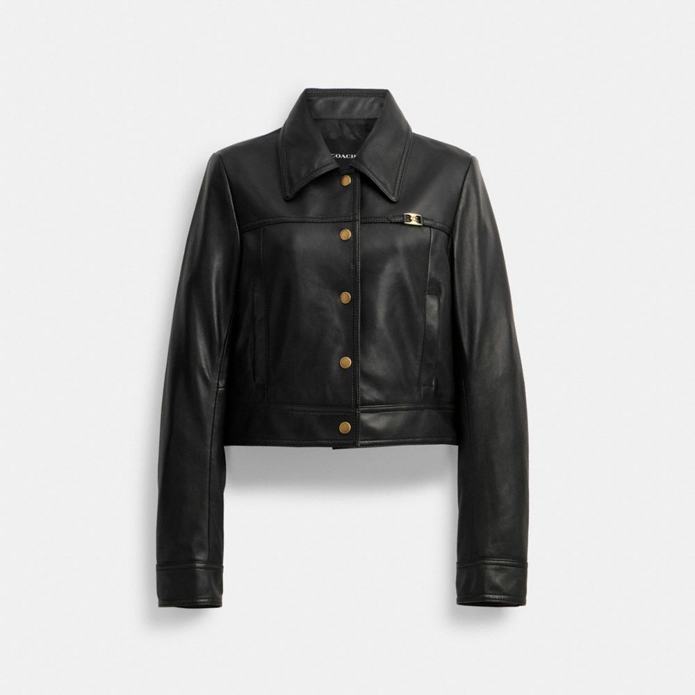 Coach Heritage C Snap Front Shrunken Jacket Black