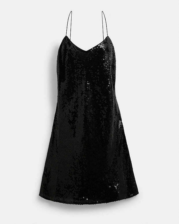 Sequin Short Cami Dress Black Black