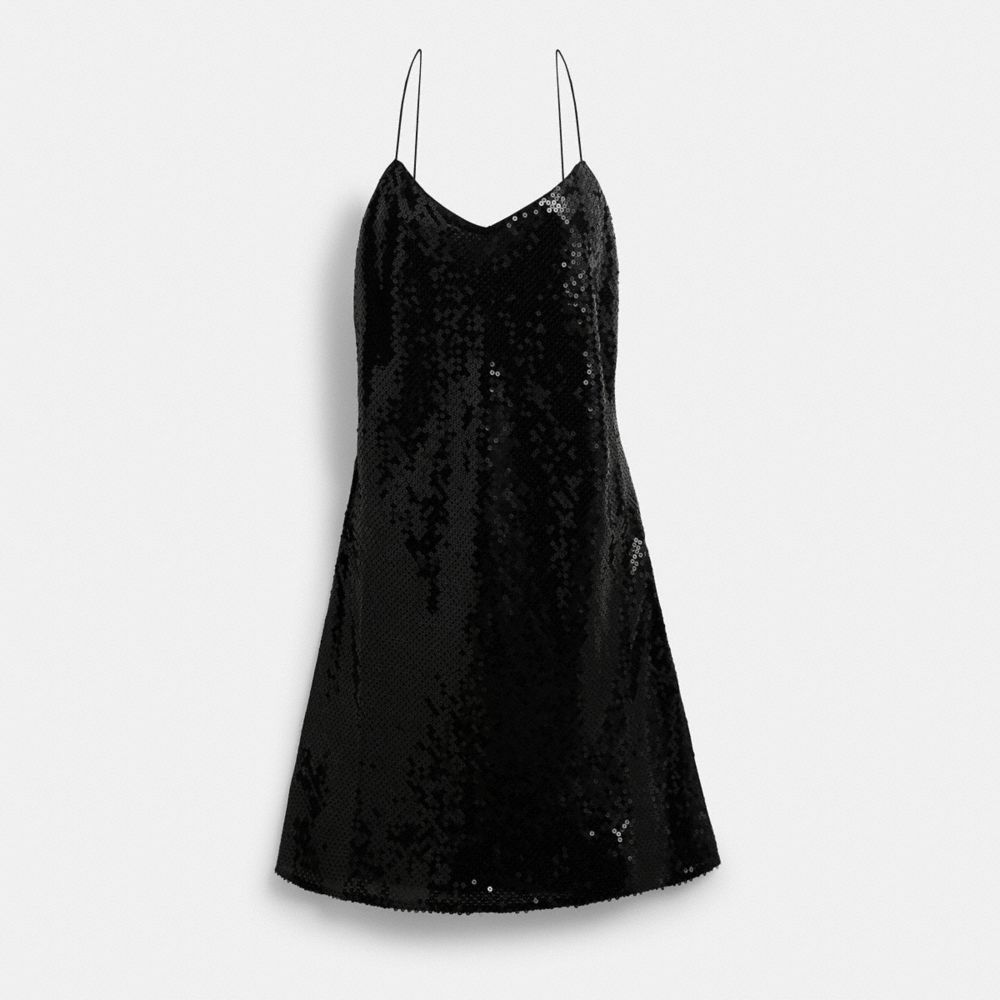 Coach Sequin Short Cami Dress Black