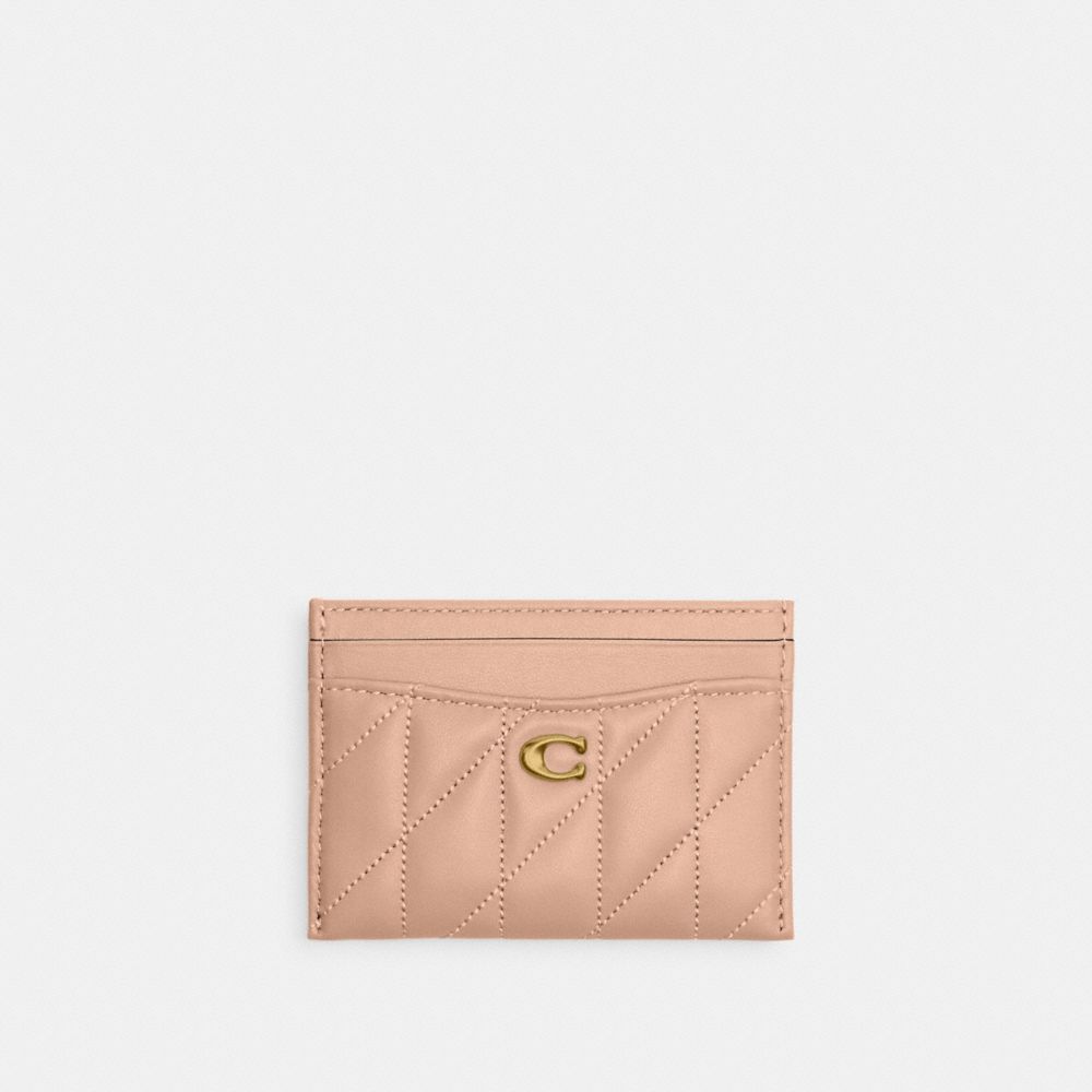 Coach Essential Card Case With Pillow Quilting Brass Cream