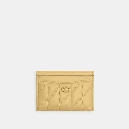 Coach Essential Card Case With Pillow Quilting Brass Vanilla