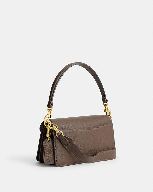 Tabby Shoulder Bag 20 Polished Pebble Leather-Brass-Dark Stone Polished Pebble Leather-Brass-Dark Stone