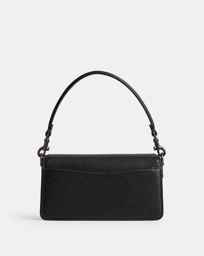 Tabby Shoulder Bag 20 Polished Pebble Leather-Pewter-Black Polished Pebble Leather-Pewter-Black