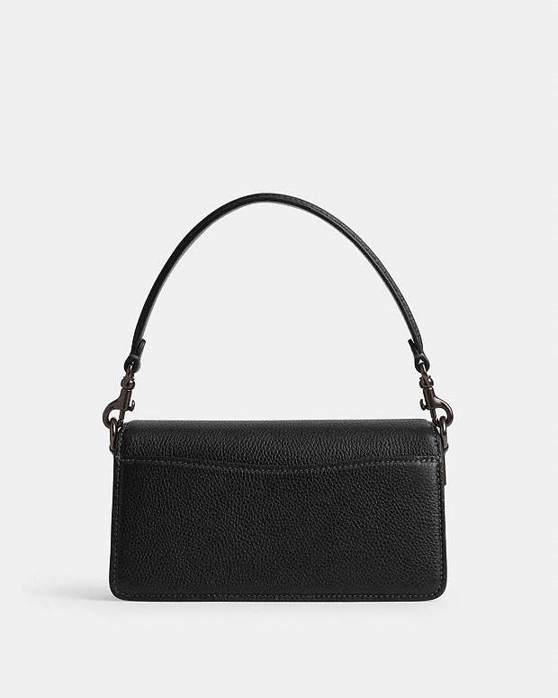 Tabby Shoulder Bag 20 Polished Pebble Leather-Pewter-Black Polished Pebble Leather-Pewter-Black