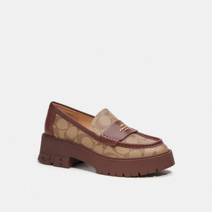 Coach Ruthie Loafer In Signature Canvas Khaki  Walnut