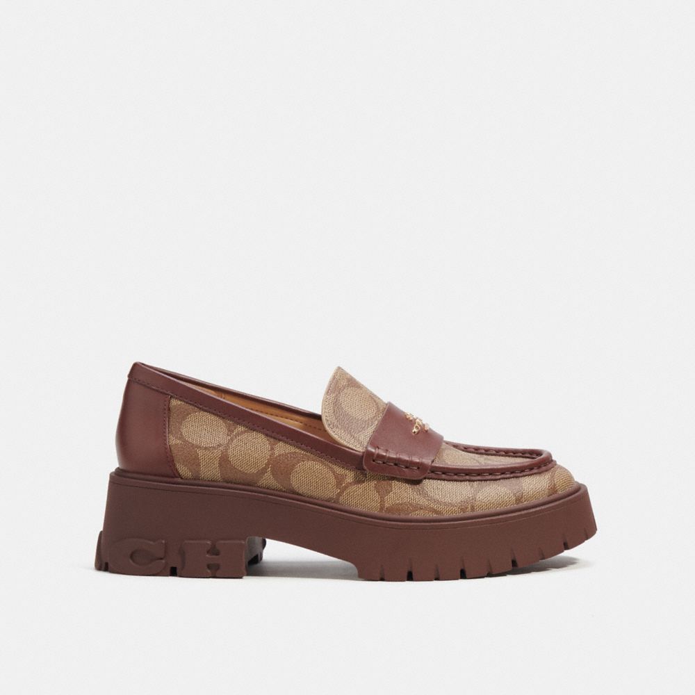 Coach Ruthie Loafer In Signature Canvas Khaki  Walnut