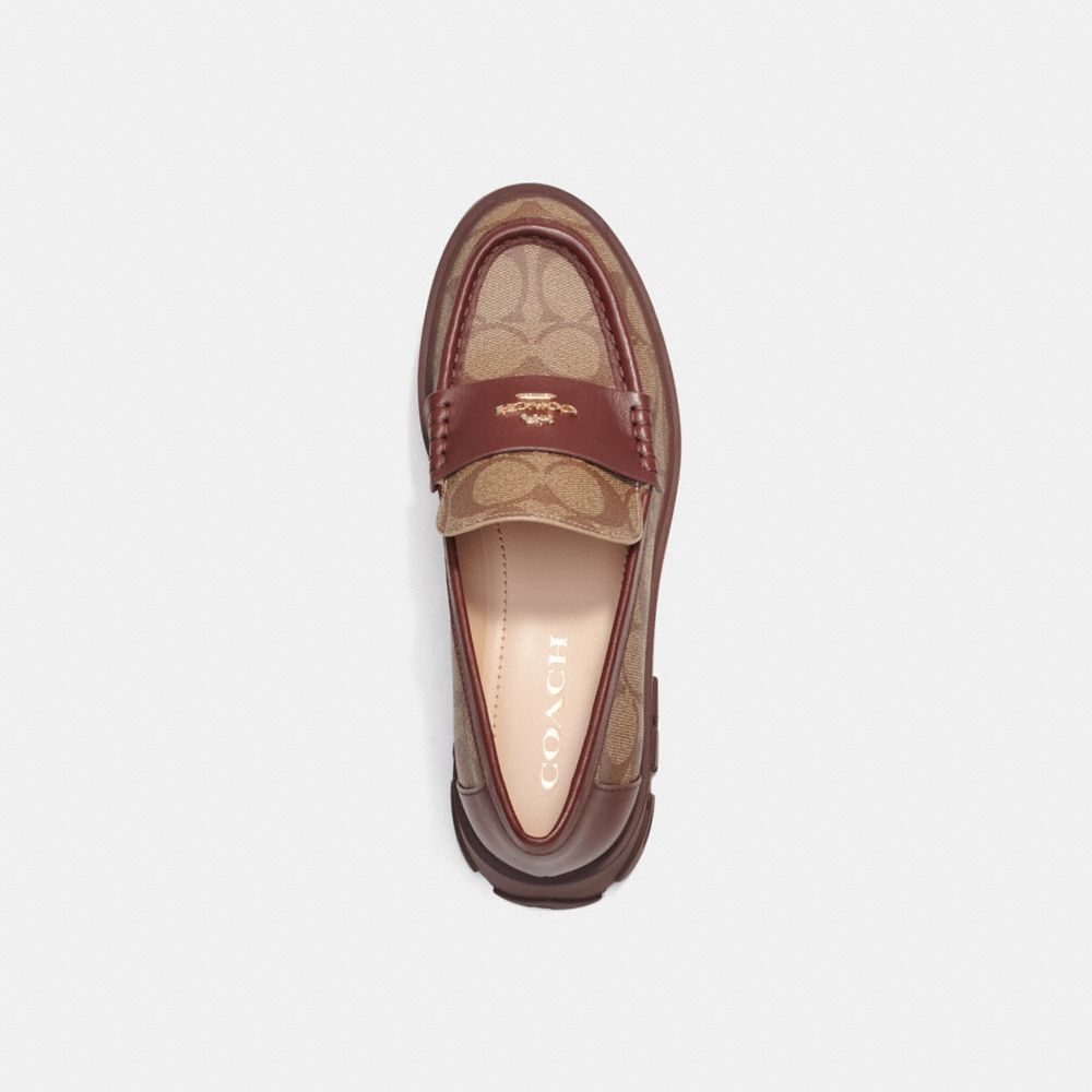 Coach Ruthie Loafer In Signature Canvas Khaki  Walnut