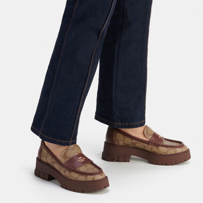 Coach Ruthie Loafer In Signature Canvas Khaki  Walnut