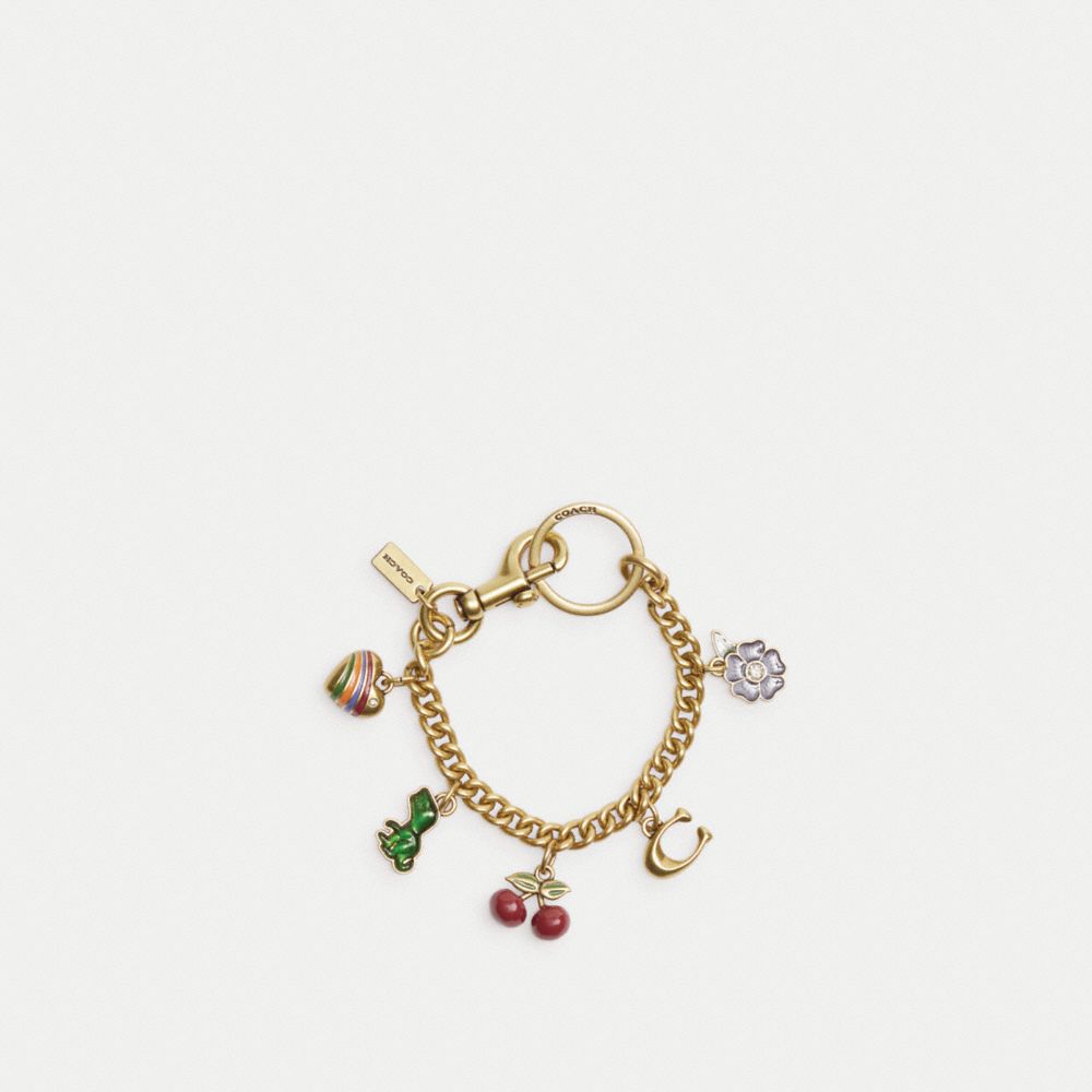Coach Motif Chain Bag Charm Brass Multi