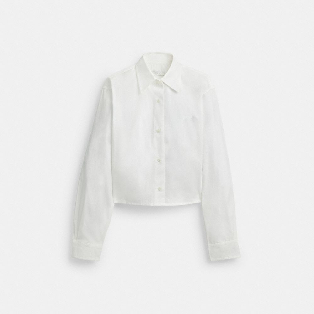Coach Cropped Button Up Shirt White