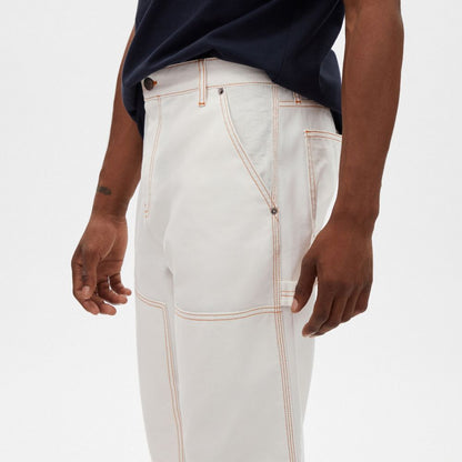 Coach Relaxed Straight Fit Twill Carpenter Pants In Organic Cotton And Recycled Polyester Off White
