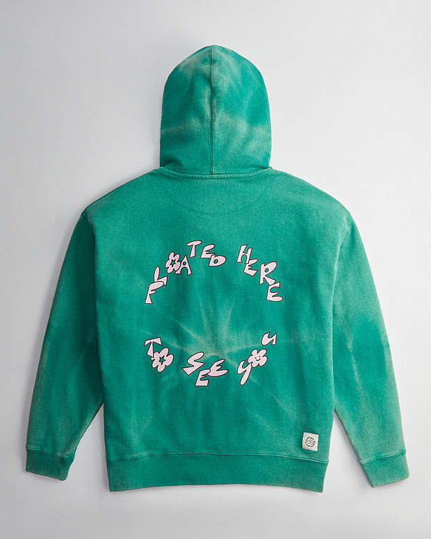 Hoodie With Floating Butterfly Print Green Multi Green Multi