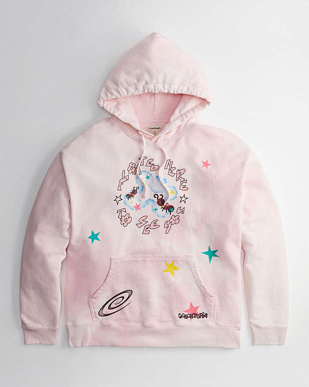Hoodie With Floated Here To See You Print Light Pink Multi Light Pink Multi