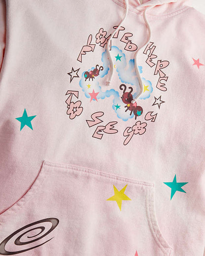 Hoodie With Floated Here To See You Print Light Pink Multi Light Pink Multi