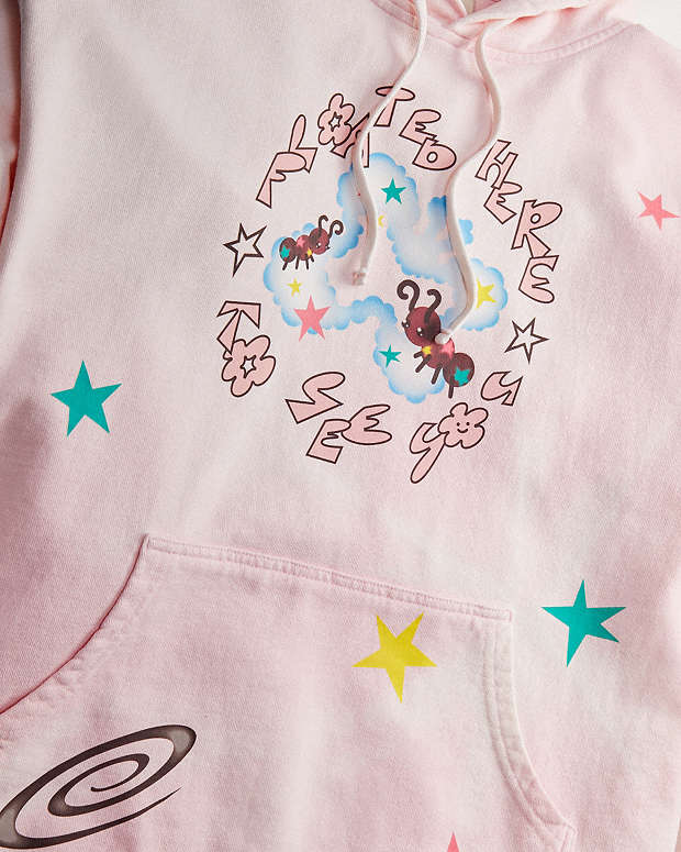 Hoodie With Floated Here To See You Print Light Pink Multi Light Pink Multi