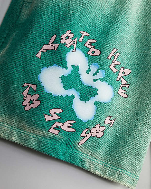 Sweat Shorts With Floating Butterfly Print Green-Light Pink Multi Green-Light Pink Multi