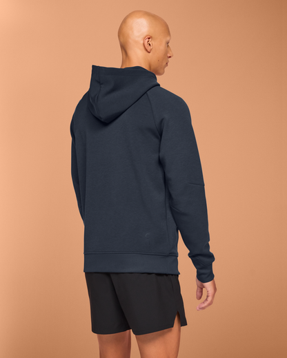 on hoodie Navy