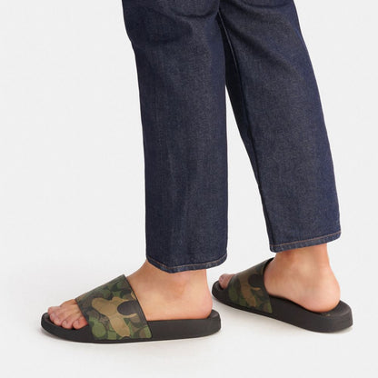 Coach Slide In Camo Print With Signature Gunmetal Green Multi
