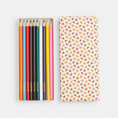 Coach Signature Pencil Set Hazelnut Sport Red Multi
