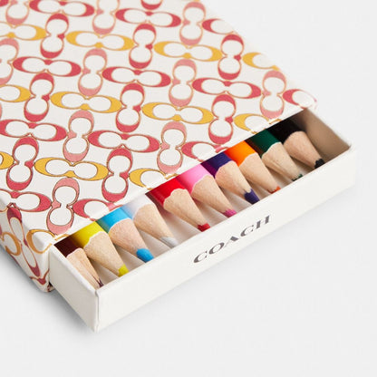 Coach Signature Pencil Set Hazelnut Sport Red Multi