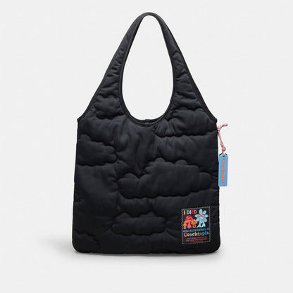 Coach Coachtopia Loop Flat Tote With Cloud Quilting Black