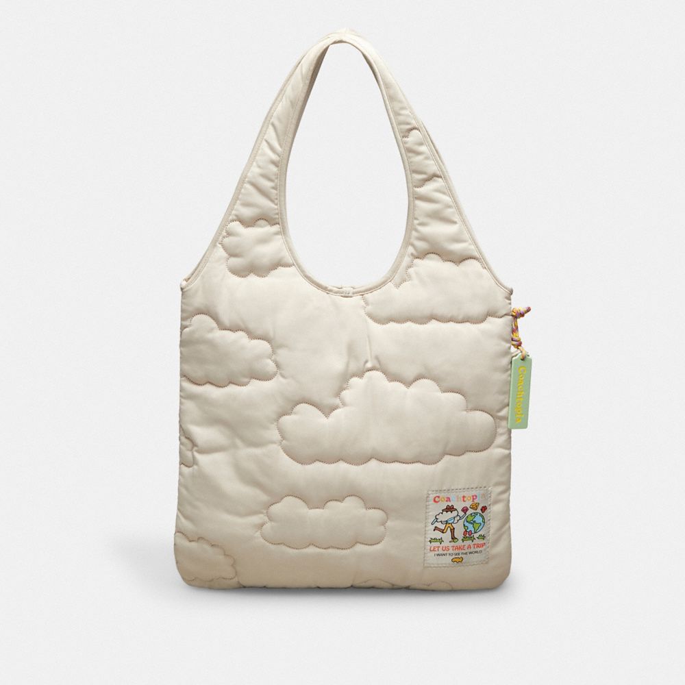 Coach Coachtopia Loop Flat Tote With Cloud Quilting Cloud