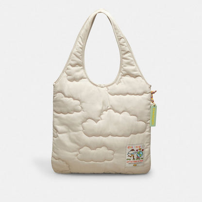 Coach Coachtopia Loop Flat Tote With Cloud Quilting Cloud