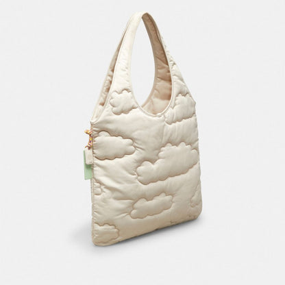 Coach Coachtopia Loop Flat Tote With Cloud Quilting Cloud