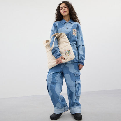 Coach Coachtopia Loop Flat Tote With Cloud Quilting Cloud