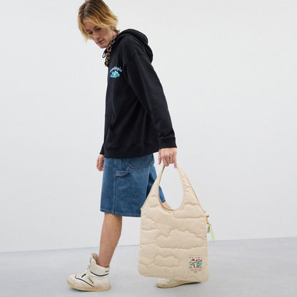 Coach Coachtopia Loop Flat Tote With Cloud Quilting Cloud