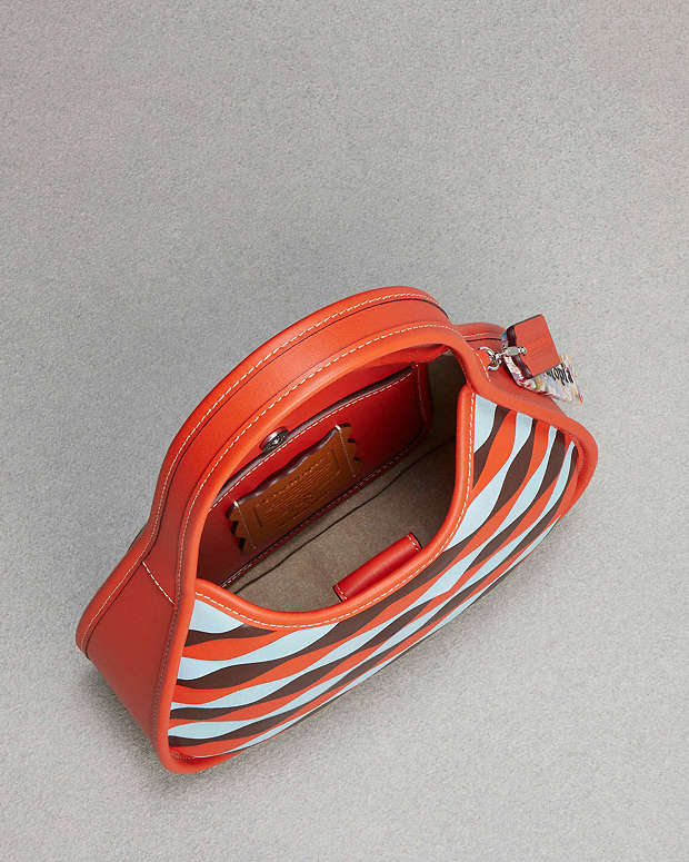 Ergo Bag In Wavy Appliqué Upcrafted Leather Mango-Powder Blue Multi Mango-Powder Blue Multi