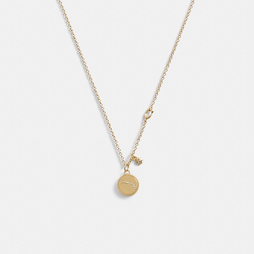 Aries Coin Pendant Necklace Gold Gold