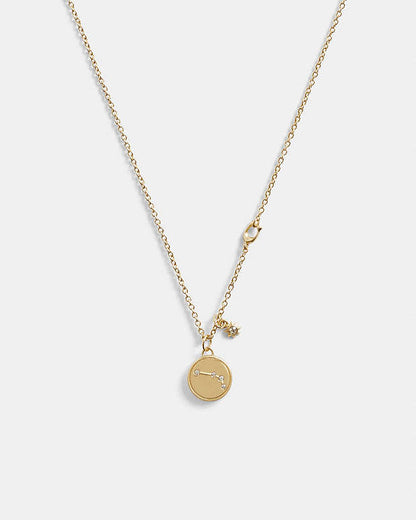 Aries Coin Pendant Necklace Gold Gold