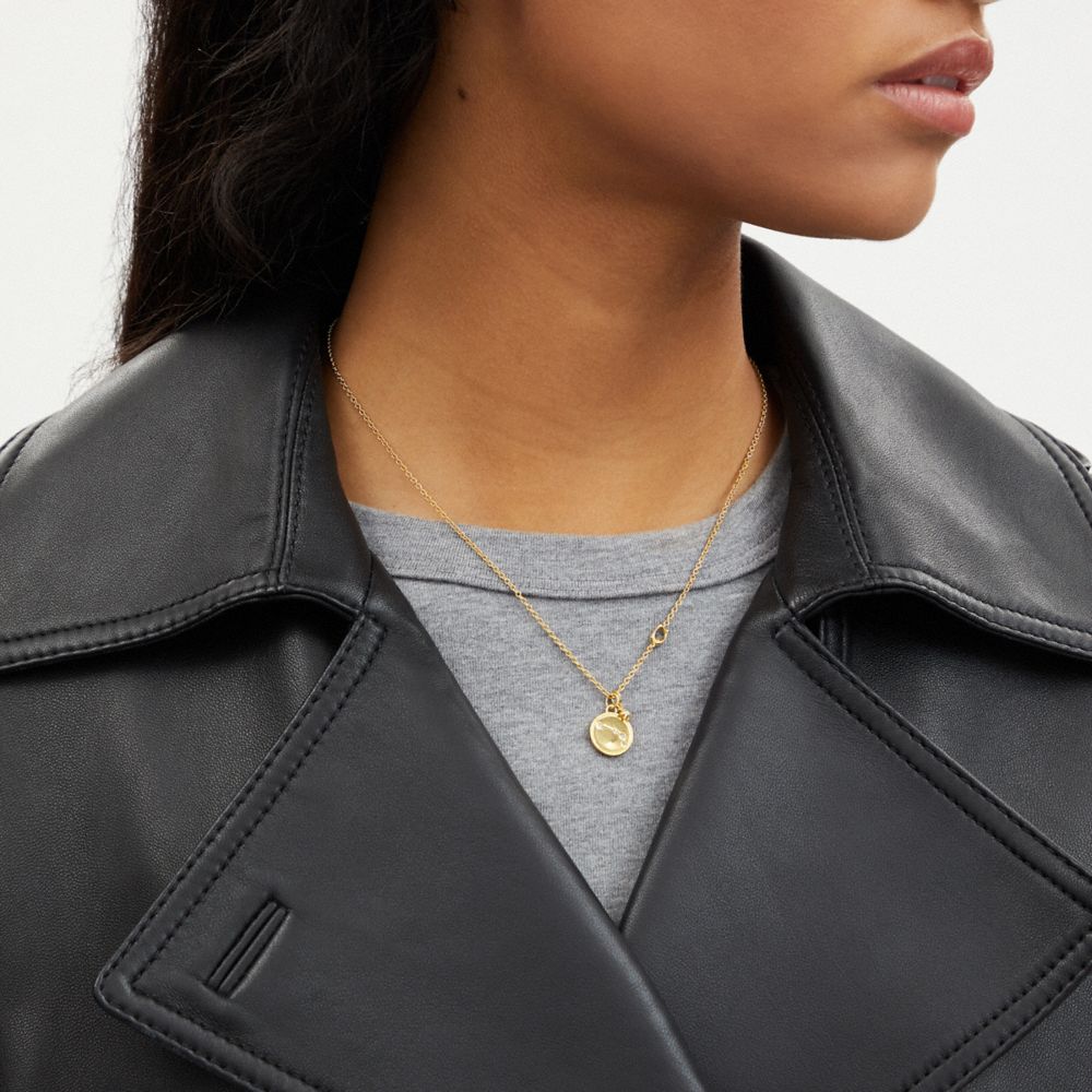 Aries Coin Pendant Necklace Gold Gold