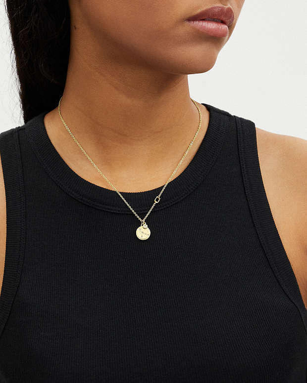 Cancer Coin Pendant Necklace Gold Gold