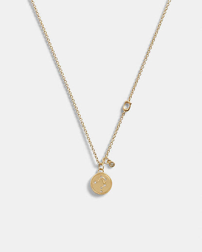 Libra Coin Pendant Necklace Gold Gold