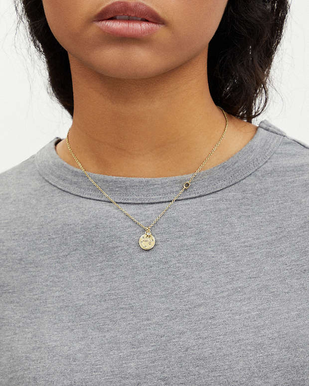 Libra Coin Pendant Necklace Gold Gold