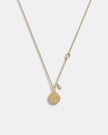Capricorn Coin Pendant Necklace Gold Gold