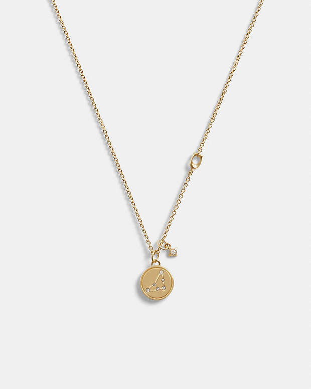 Capricorn Coin Pendant Necklace Gold Gold