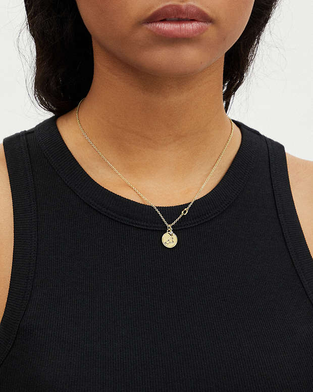 Capricorn Coin Pendant Necklace Gold Gold