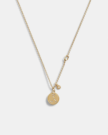 Pisces Coin Pendant Necklace Gold Gold
