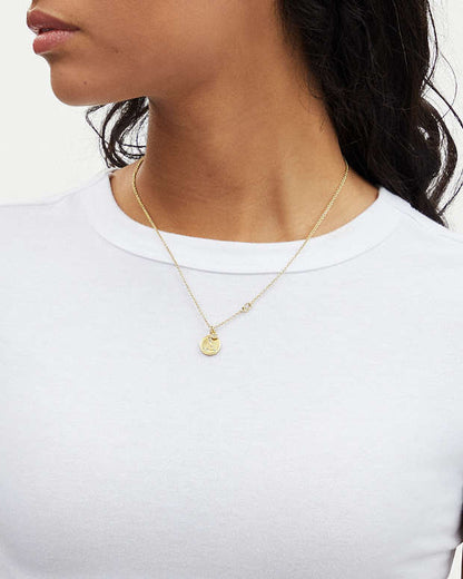 Pisces Coin Pendant Necklace Gold Gold
