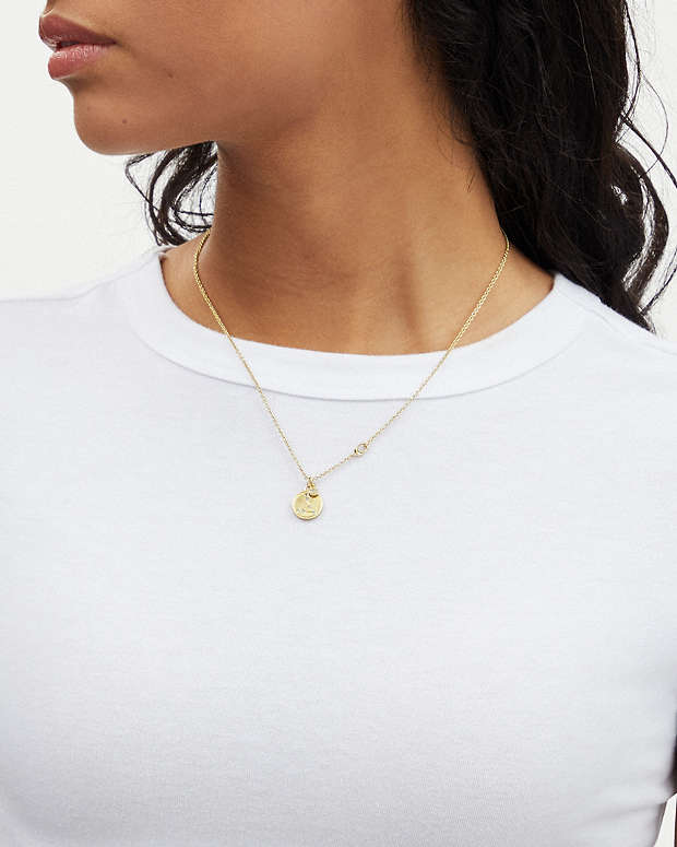 Pisces Coin Pendant Necklace Gold Gold