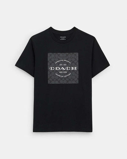 Signature Square T Shirt In Organic Cotton Black Black