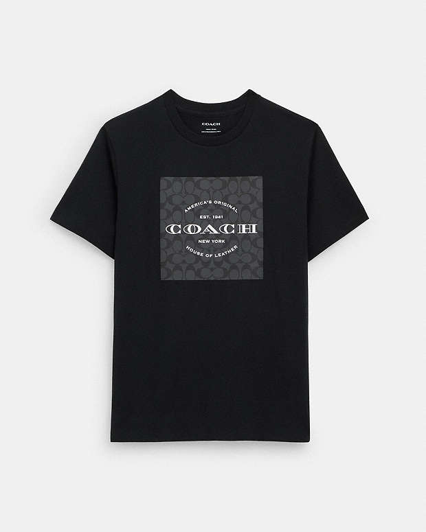 Signature Square T Shirt In Organic Cotton Black Black