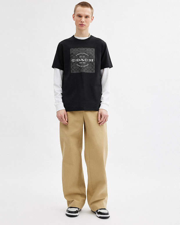Signature Square T Shirt In Organic Cotton Black Black