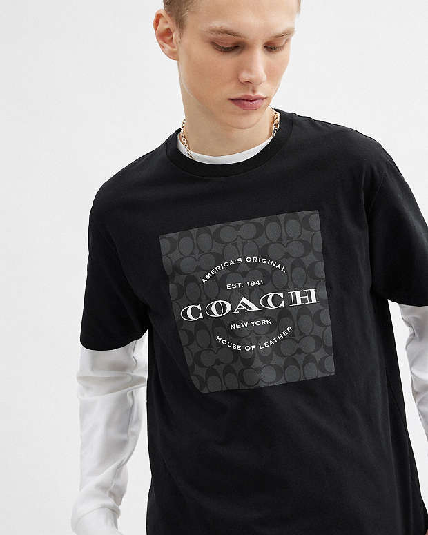 Signature Square T Shirt In Organic Cotton Black Black