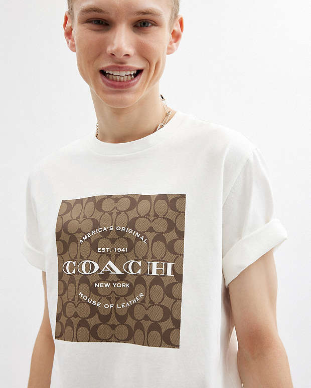 Signature Square T Shirt In Organic Cotton White White