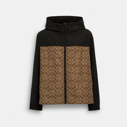 Coach Signature Full Zip Windbreaker Khaki Signature