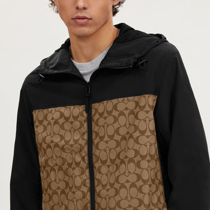 Coach Signature Full Zip Windbreaker Khaki Signature